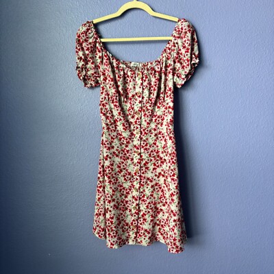 Women Bailey Blue Mini Dress Smocked Bodice White Red Orange Floral  Cottagecore | eBay
