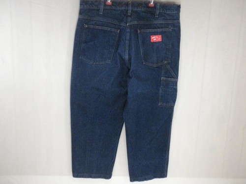 Jeans vintage Wild Ass uomo 42x30 blu denim falegname bretelle bottoni orlati