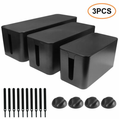 Cables Management Storage Box Set 3 Size Power Strips Cable Socket Organizer Box