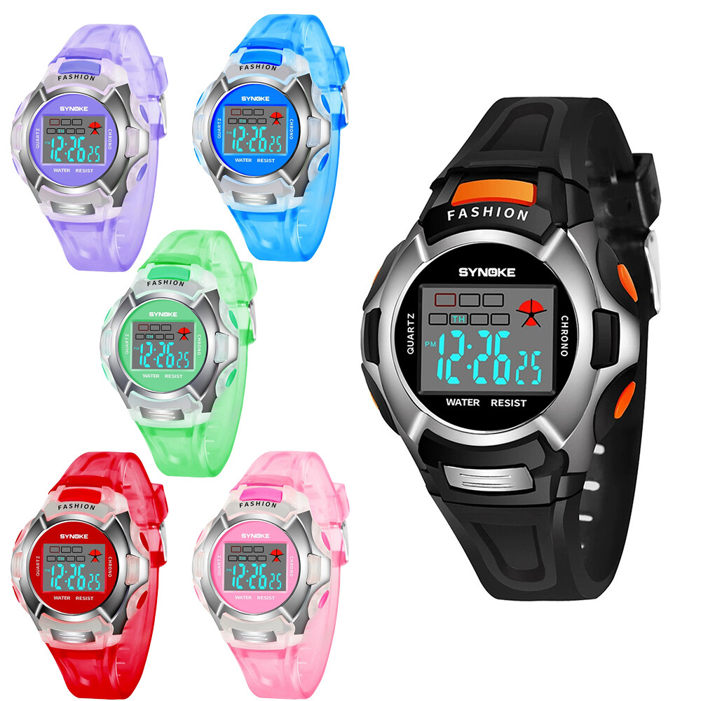 Waterproof Kids Digital Electronic Watch Children Boys Girls Sports LED  Watches