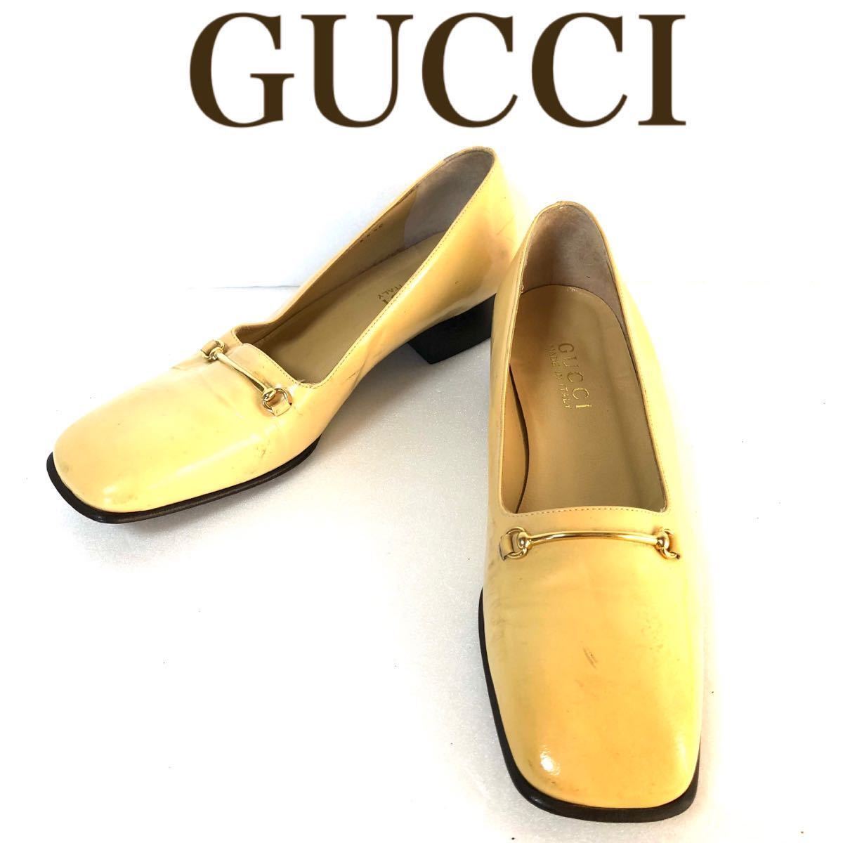 靴 Gucci Gold-Bid Leather Loafers 6 1/2B $1249.00 !! GUCCI RARE WOMEN'S GOLDEN LEATHER BITS SHOES
