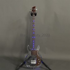 Dan Armstrong 4 String Blue LED Electric Bass Guitar Acrylic Body Solid in Stock