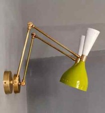Mid Century 1950's Brass Wall Adjustable Sconce Lamp Pair Italian Stilnovo Light