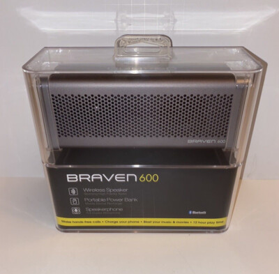 BRAVEN 600 BLUETOOTH WIRELESS SPEAKER PORTABLE POWER BANK SPEAKERPHONE N.I.BOX