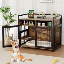 Dog Crate Furniture 41" Dog Kennel Indoor Large Dog Cage with 2 Storage Shelves