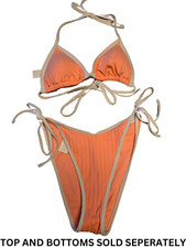 NWT American Eagle Aerie Peach and White Textured Striped Bikini Top Or Bottom