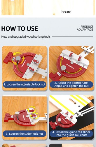 ENJOYWOOD Adjustable Multi-Angle Track Saw Guide,Standard Slot 3/4'' x 3/8'' - Picture 8 of 9