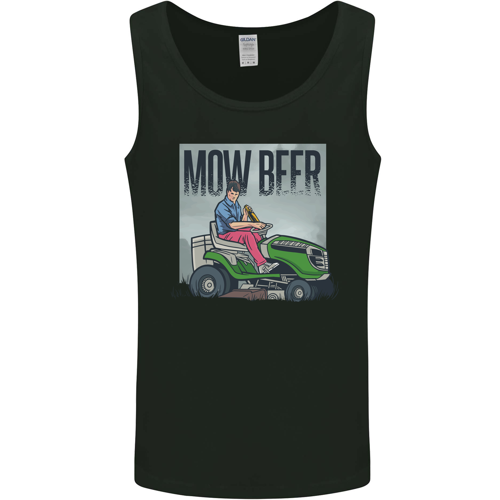 Mow Beer Funny Lawnmower Alcohol Gardening Mens Vest Tank Top
