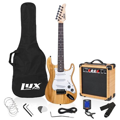 LyxPro 36  Electric Guitar & Electric Guitar Accessories and Bag, Natural