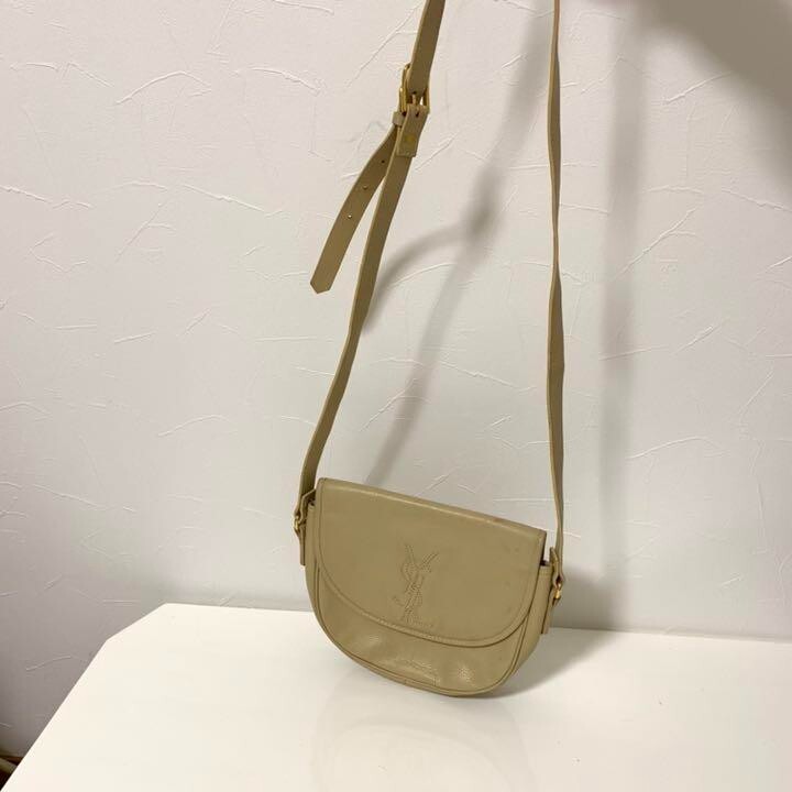 Borsa a tracolla Yves Saint Laurent punto YSL tracolla pelle beige usata