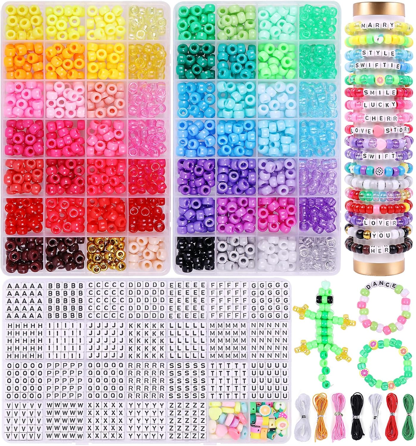 3000Pcs 56 Colors Pony Beads for Bracelet Making Kit Rainbow Kandi Friendship