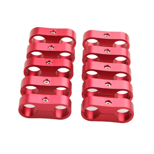 10PCS 6AN AN6 RED Braided Hose Separator Clamp Fitting Adapter (Fuel