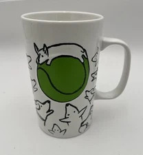 2015 Starbucks Dogs Fetch Green Tennis Ball 16 Oz Coffee Mug Cup Used