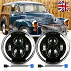 Pair 7" Inch Round LED Headlights High Low Beam DRL Fit Morris Minor 1955-1971