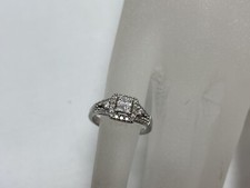10K White Gold Diamond Engagement Ring Halo Invisible Setting .35 TCW Size 4.75