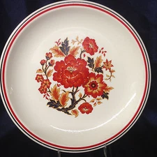 TAYLOR SMITH & TAYLOR FLOWER TREE DINNER PLATE 10 1/4" RED & ORANGE FLOWERS