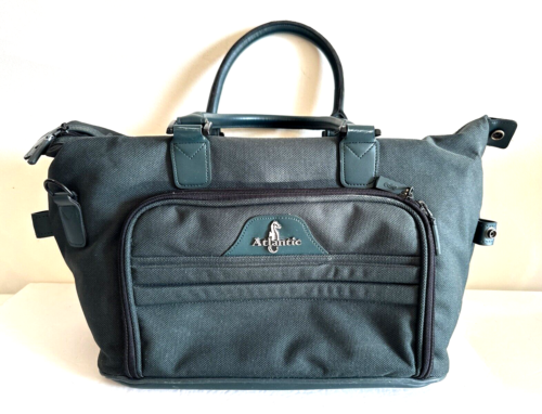 Atlantic Carry-On Canvas Travel Bag Luggage Tote Green 3 Zipper 17" x 9" x 8"