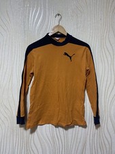 1980s PUMA FOOTBALL SHIRT SOCCER JERSEY LONG SLEEVE sz 7 MEN VINTAGE ORANGE 
