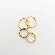 9CT GOLD 12.5mm SLEEPER HOOP EARRINGS - PAIR -