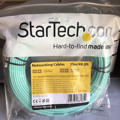 StarTech LC to LC M/M 49.21 ft Duplex Fiber Optic Patch Cable Aqua A50FBLCLC15