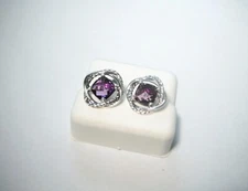 David Yurman Sterling Silver Amethyst Infinity Earrings