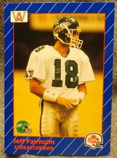1991 AW Sports CFL Football Card - Jeff Fairholm - Arizona Alumni - NM