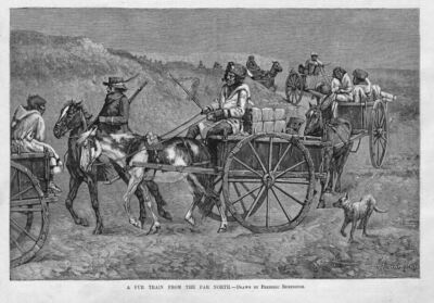 FREDERIC REMINGTON WAGON TRAIN FUR TRAIN FROM THE FAR NORTH HORSE CART INDIANS