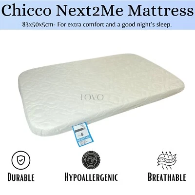 LOVO Mattress Compatible for Chicco Next2Me Crib hypoallergenic breathable 83x50x5cm