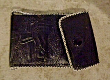 VINTAGE CHILD'S TOOLED LEATHER BI-FOLD WALLET STAP CLOSURE  