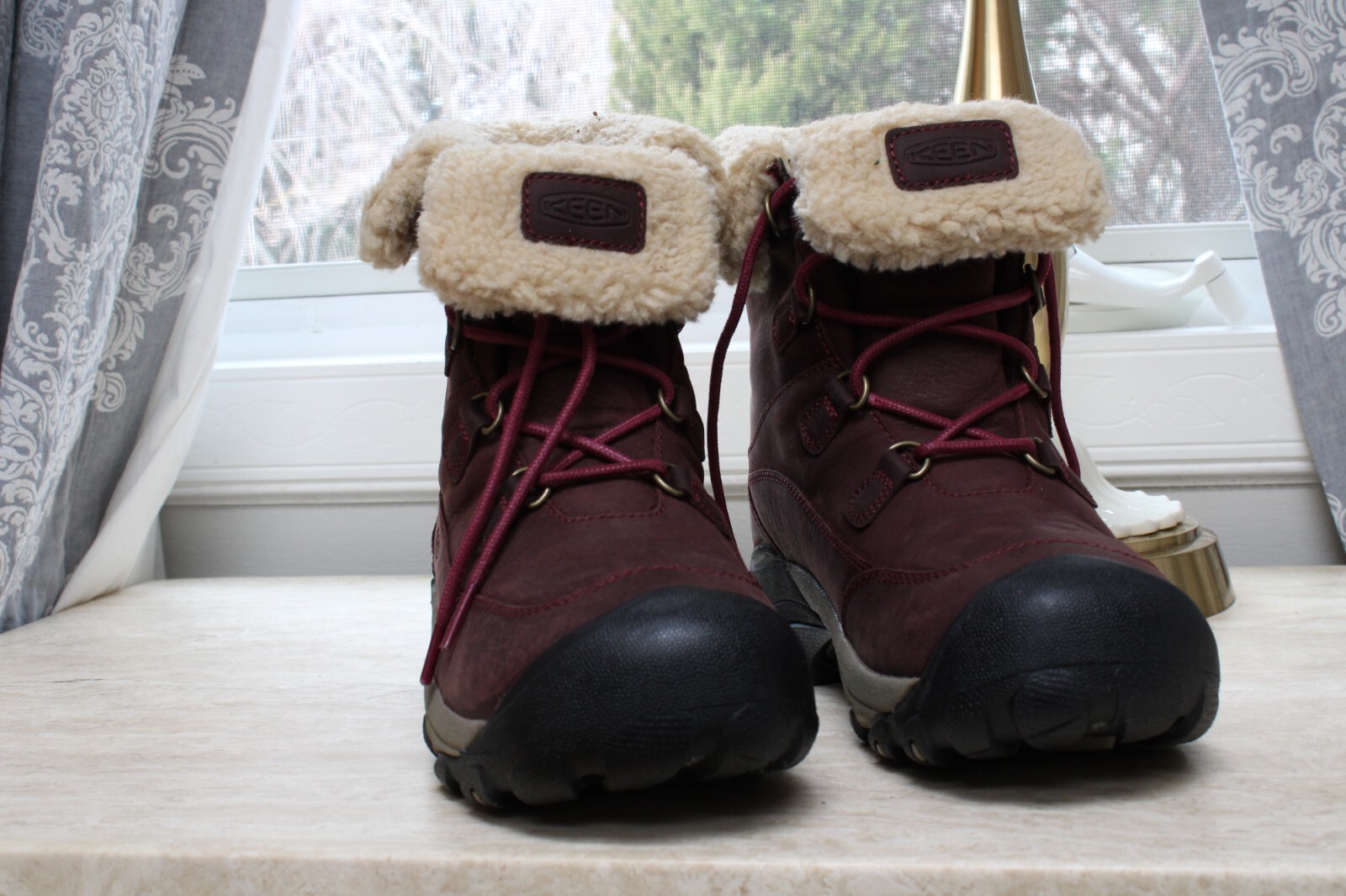 Stivali invernali KEEN in pelle corti Betty brindl bordeaux taglia 8