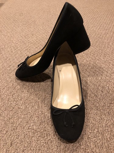 J Crew Women's Black Suede Block Heels 