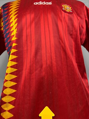 SPAIN 1994 1996 HOME SHIRT FOOTBALL SOCCER JERSEY ADIDAS MENS