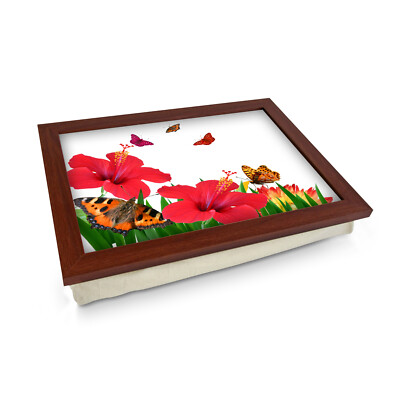 Neu Luxus Zuhause Premium gerahmtes Laptray Geschenk - Natur - Schmetterlinge & Blumen 