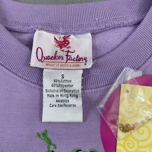 Vintage Quacker Factory Sweater Womens Small Purple QVC Don’t Jump To Conclusion - Picture 2 of 9