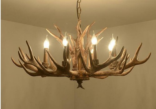 Vintage Antler Chandelier Light Deer Horn Restaurant Pendant Lamp 4/6/8Light - Picture 5 of 16