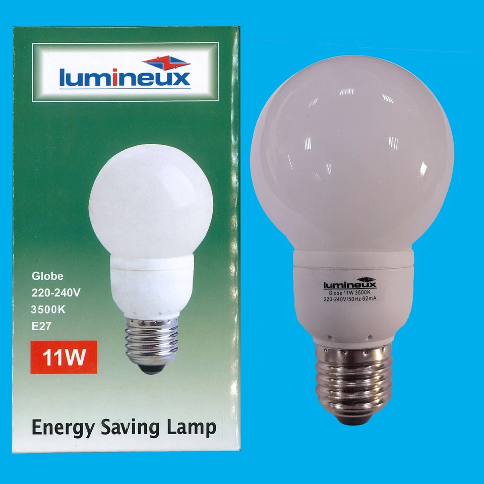 20x 11W (=60W) Bas Énergie Économie D'Énergie Lcf Ampoules Phare GLS Es E27 Vis - Photo 1/1