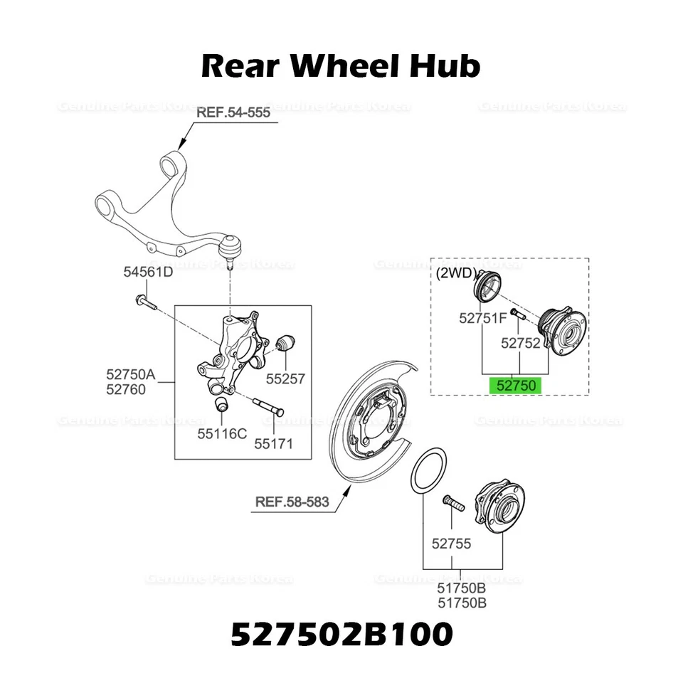 ⭐Genuino⭐ Buje Rueda Trasera 527502B100 Hyundai Santa Fe Veracruz Kia Sorento Foto 4 de 4