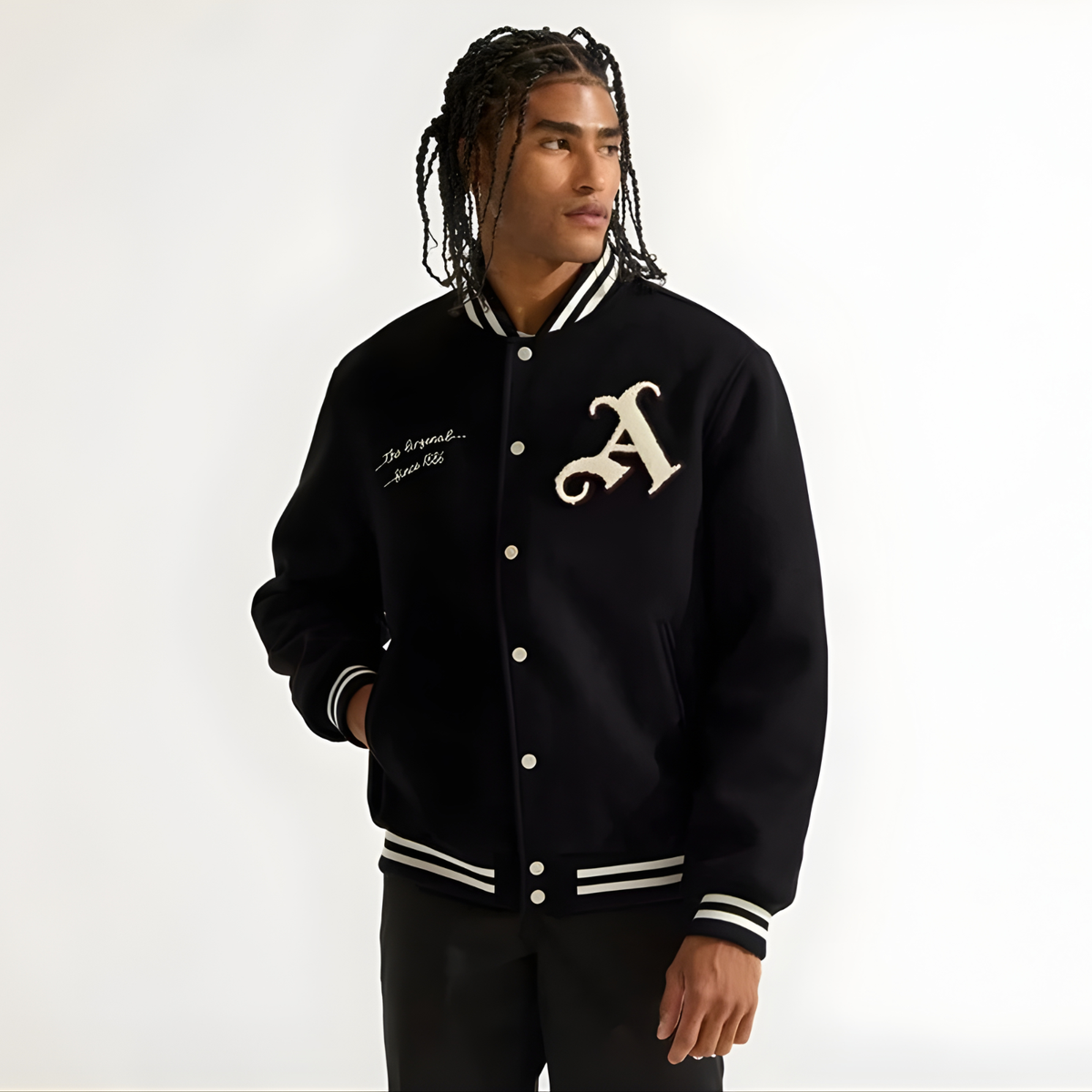 Arsenal Black Varsity Jacket Unisex Letterman Jacket Wool Bomber