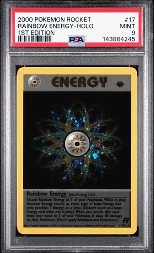 POKEMON RAINBOW ENERGY 2000 ROCKET 1ST EDITION #17 HOLO PSA 9