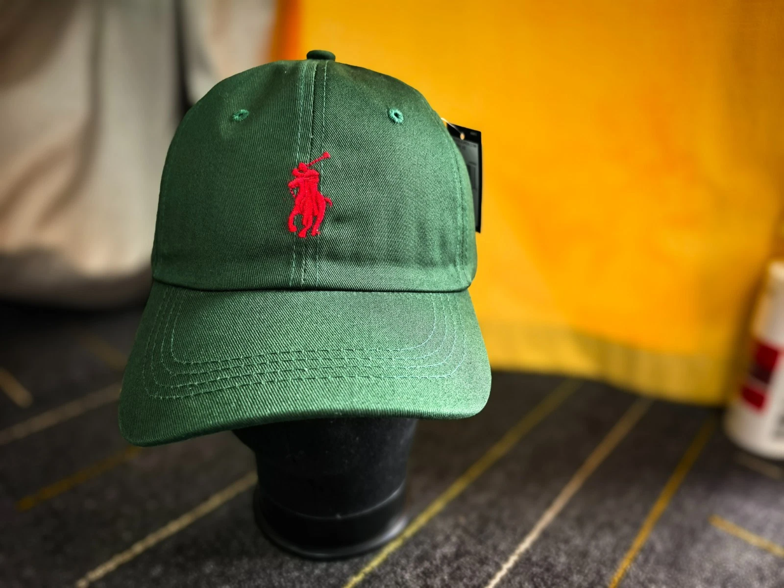 Polo Ralph Lauren Men's Curved Brim Baseball Cap Green/Red Pony