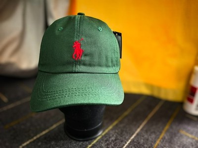 Polo Ralph Lauren Men's Curved Brim Baseball Cap Green/Red Pony