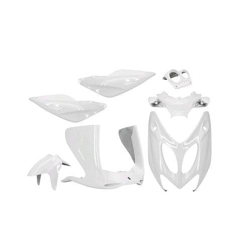 Kit carrosserie blanc pour MBK Nitro et Aerox 1997-2012 - 7 pièces carénage scooter