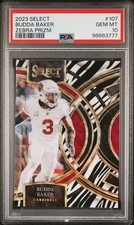 2023 PANINI SELECT ZEBRA PRIZM #107 BUDDA BAKER PSA 10