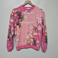 GIVENCHY Flower Printed Cotton Jersey Sweatshirt In Pink Sz S Luxury Designer