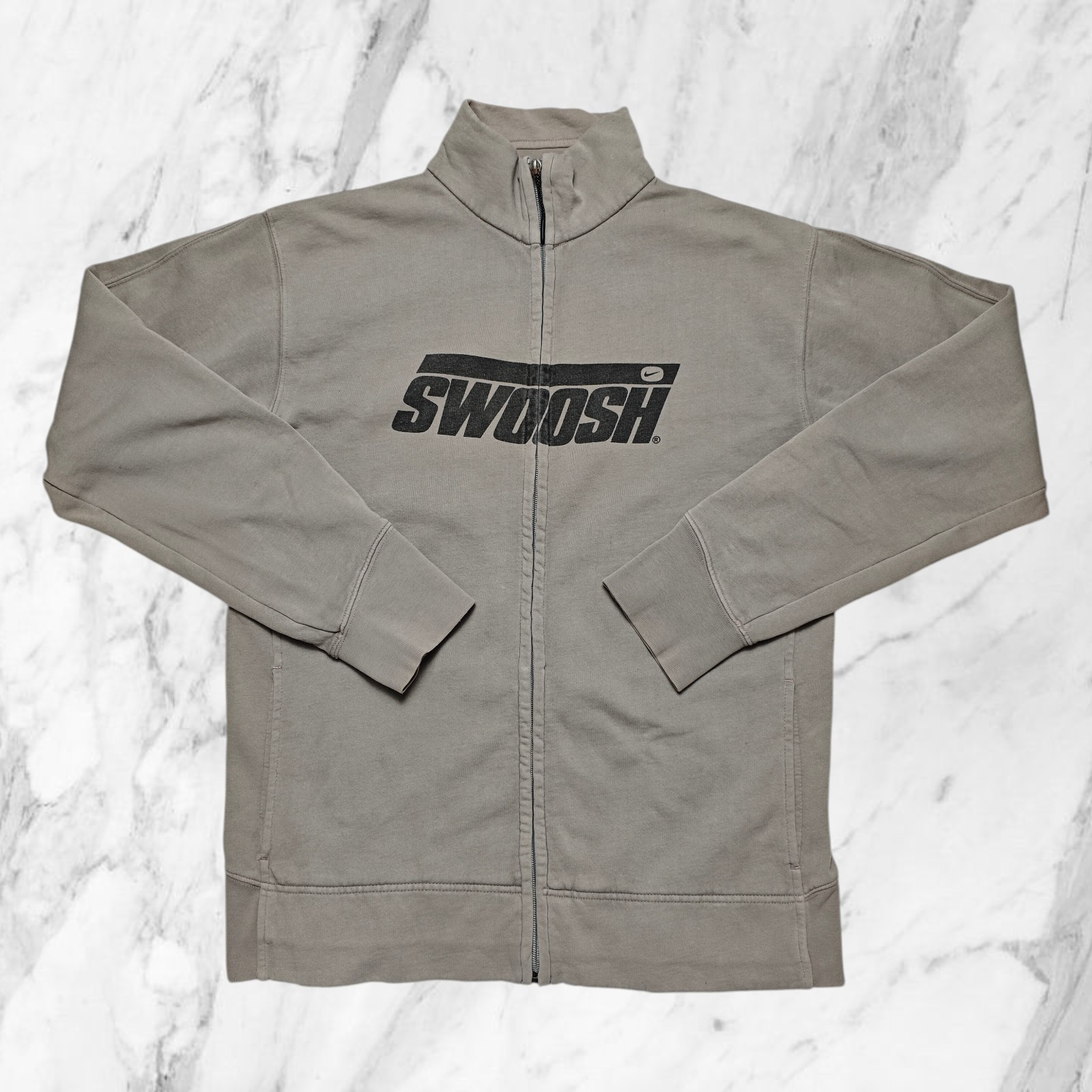 Nike Vintage Sudadera cremallera hombre Swoosh Gris Taupe Chaqueta chándal Eu L