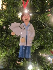 Doctor Woman Brown Personalized Christmas Tree Ornament