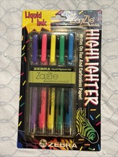 Vintage VTG Zebra Zazzle Liquid Ink Highlighter Pack of 5 Made in Japan SEALED