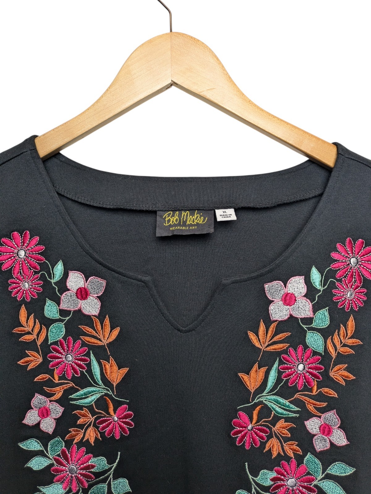 Bob Mackie Wearable Art Embroidered Top XL Flowers - image 4