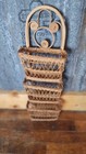 Vintage wicker rattan mail holder organizer rack 3  pockets Cottagecore — photo 2