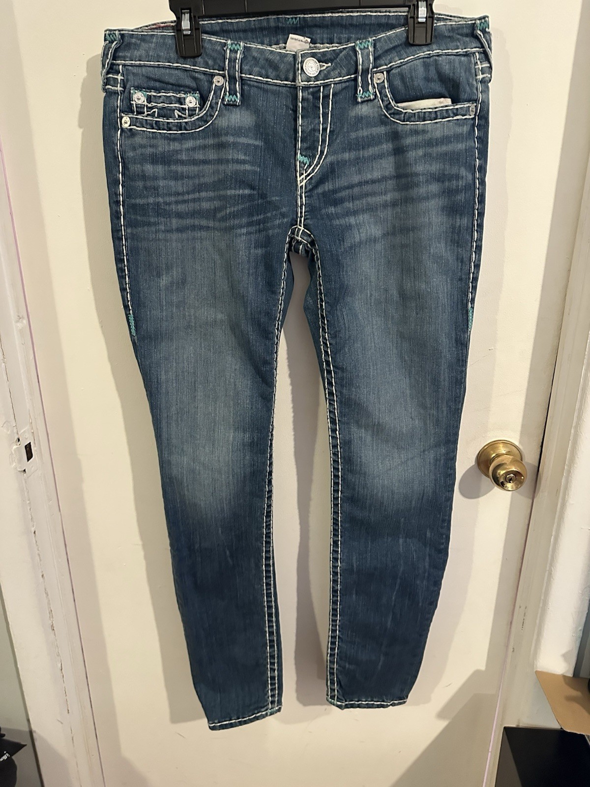 True Religion Women’s Skinny Blue Denim Jeans Medium Wash Stretch 5-Pocket